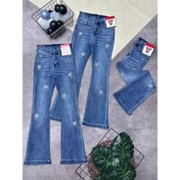 Quần jean nữ, quần bò nữ loe dài đính đá