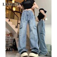 Quần jean nữ quần yếm dài sinh viên cổ điển Mỹ