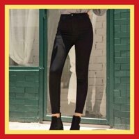 Quần jean nữ skinny đen không túi trước