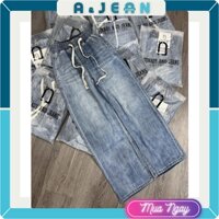 Quần jean nữ suông lưng thun cột dây , quần ống đứng dây chun | AJEAN STORE