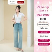 Quần jean nữ VERY+ J060 suông cạp liền đính đá, lưng cao tôn dáng, thời trang hiện đại