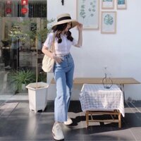 Quần jean nữa ống rộng siêu xinh nhé các chị, còn duy nhất 1 cái size s nên e sale giá bèo luôn ạ, chị nào mua ib em nha