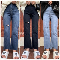 Quần jean Ống Đứng Rách 1 Bên Gối Hot Trend Xịn Xò 💖Quần Bò Cắt Gối Hack Đang Đẹp