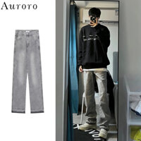 Quần jean ống đứng unisex Quần ống loe jean from rộng denim quần bò ống đứng thời trang quần jean skinny nam Màu Trơn quần jean cạp cao