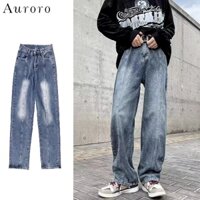 Quần jean ống đứng unisex hiphop Quần jean trắng from rộng retro Quần hiphop thời trang quần bò jean nam đen oversize quần jean hàn quốc