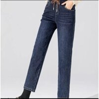 Quần jean ống đứng xanh đậm 1 cúc
