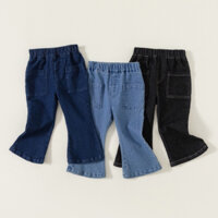 Quần jean ống loe bé gái phong cách H.Q size 15-35kg, quần jean bé gái đi học đi chơi - Meikids