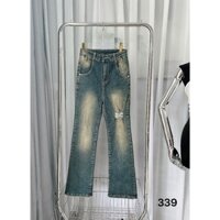 Quần jean ống loe bigsize co giãn wax nhẹ ống quần dài 103cm (55-80kg)