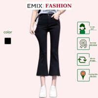 Quần jean ống loe EMIX (màu đen), dáng dài 90cm, cạp cao, khóa giữa, ống ôm và loe, chất vải jeans mềm 810