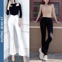 Quần Jean Ống Loe Lưng Cao Trắng Đen Co Giãn 532