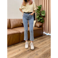 Quần Jean Ống Loe Lưng Cao Hack Dáng, Quần Bò Co Giãn S075 - Glister Closet