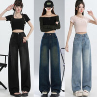Quần jean ống loe suông đứng nữ MIAA Cạp Cao Cực Tôn Dáng , quần jeans ống loe Suông đứng Nữ Lưng cao màu RETRO