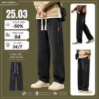 Quần jean ống rộng cạp chun bigsize ĐEN KHÓI chất liệu jean thoáng mát, Quần jean cạp chun phong cách hàn quốc unisex