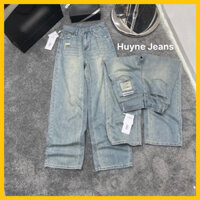 Quần jean ống rộng màu xanh bạc rách túi sau