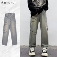 Quần jean ống rộng nam from rộng quần jean rách gối oversize thời trang quần jean nam hàn quốc quần bò ống rộng