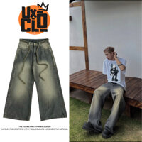 Quần Jean Ống Rộng Nam Nữ Phối Dây - GRIND LOOSE PLEAT JEANS - UX CLO - UXC20