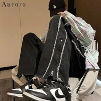 Quần jean ống rộng nam unisex quần jean bé gái sọc thời trang Quần hiphop phong cách Hàn Quốc quần bò ống rộng