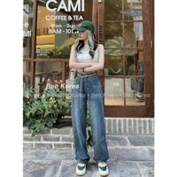 Quần jean ống rộng phong cách Hàn Quốc, quần jeans ống xuông