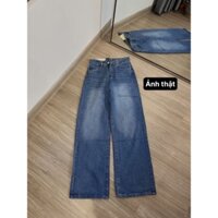 Quần jean ống rộng suông màu xanh đậm