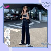 Quần jean ống rộng thời trang yếm jean xanh phong cách hàn quốc được ưa chuộng