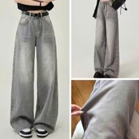 Quần Jean Ống Suông Màu BẠC -  Phong Cách Hàn Quốc Dễ Phối Đồ
