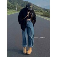 Quần jean ống suông nhỏ BIGSIZE - quần bò 55-85KG baggy nữ DENIM cạp cao size đại quảng châu phong cách ulzzang