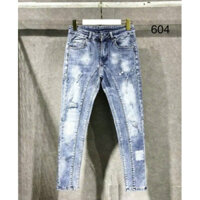 Quần jean pơ pồ xanh đậm vết mèo cào sước nhé gối bản neww host trenn d39