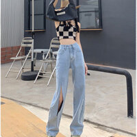 Quần Jean Rách Lưng Cao, Quần Ống Rộng Ống Rộng 0877