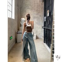 Quần jean rộng, quần áo cặp vợ chồng, quần jean thiết kế kết cấu hai mặt của Mỹ,