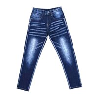 Quần jean sai nhỡ Màu xanh đậm lá phong đỏ in sắc nét