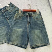 Quần Jean Short Nữ ống suông đính đá vải QC Cao Cấp Q899 MERDES Women Pants Denim Có Túi