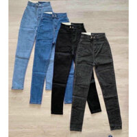 Quần Jean Skinny Nữ Dáng Ôm Lưng Siêu Cao Trơn Basic