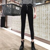 Quần jean skinny nữ dáng ôm lưng siêu cao trơn basic Emilyshop ulzzang