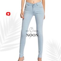 Quần Jean Skinny Ôm NOON FASHION lưng cao xanh nhạt 1 nút xắn lai