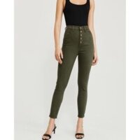 Quần jean skinny xanh Olive lưng cao 5 nút cao cấp hiệu Ab&F 100