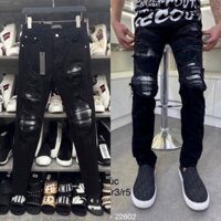 Quần Jean Streetwear Nam Rách Thủng Gối Khoá Zip Ống Dáng Slimfit