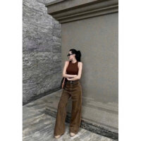 Quần jean suông màu nâu cho nữ