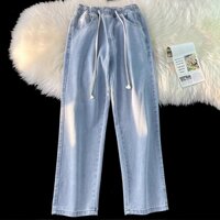 Quần jean suông nam nữ baggy cạp chun dây rút bản 1cm by MAY Clothing
