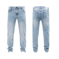 Quần jean thun nam wash dài co giãn màu xanh trắng Bigsize < 110kg