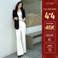 Quần Jean trắng nữ GYOMADE® lưng cao tôn dáng, đứng form, chất cottton co giãn ít | GQ014