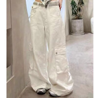 Quần Jean Trắng Ống Rộng, Quần Túi Hộp Nữ Ống Suông Hàng QCCC Yame Clothing
