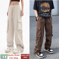 Quần jean túi hộp nam nữ mầu nâu JK8,Quần kaki túi hộp Cargo pant ống suông rộng style Retro top xu hướng 2023 Helloyou