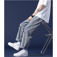 Quần jean xanh baggy ống rộng rách gối ®️