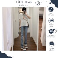 Quần jean xanh nhạt ống đứng tocjean dáng dài