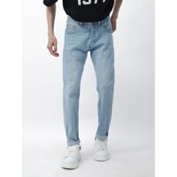 Quần jean xanh nhạt trơn DEFOXX form slimfit - JEAN DEFOXX BLUE 221205 | LASTORE MENSWEAR