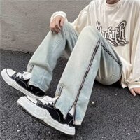 Quần jean xanh unisex quần jean ống đứng street style quần jean đen nam phong cách hàn quốc quần jean baggy