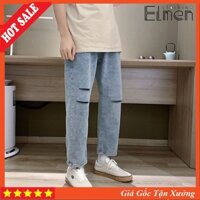 Quần Jeans Baggy Nam, Nữ Xanh Rách Gối  Basic Phong Cách Unisex 2021