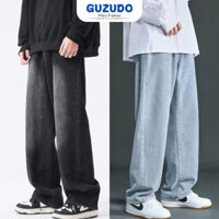 Quần jeans baggy nam ống suông rộng màu xanh, đen vải bò dày dặn T1 - GenZ Store HN