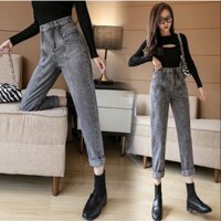 Quần Jeans Baggy Nữ QJ2 Cạp Cao Dáng Trơn Phong Cách Hàn Quốc