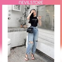 Quần Jeans Baggy Nữ Rách Gối Full Size - Quần Bò Nữ Dáng Lỡ C027